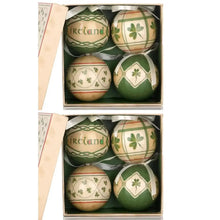 Load image into Gallery viewer, Irish Shamrock Designed Christmas Baubles Set of 4