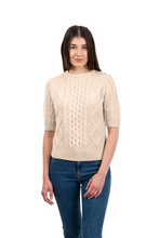 Load image into Gallery viewer, Short Sleeve Cable Sweater