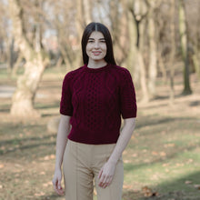 Load image into Gallery viewer, Short Sleeve Cable Sweater
