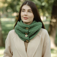 Load image into Gallery viewer, Ladies Coconut Buttons Snood Scarf