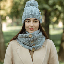 Load image into Gallery viewer, Ladies Coconut Buttons Snood Scarf