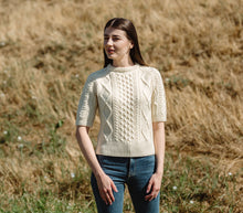 Load image into Gallery viewer, Short Sleeve Cable Sweater