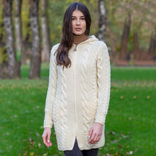 Load image into Gallery viewer, Aran Cable Knit Hooded Zip Coatigan
