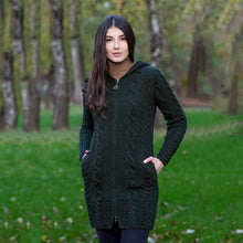 Load image into Gallery viewer, Aran Cable Knit Hooded Zip Coatigan