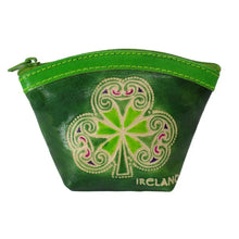 Load image into Gallery viewer, Leather Shamrock Coin Purse