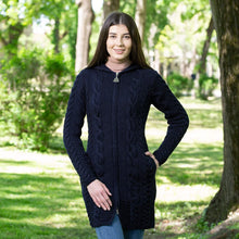 Load image into Gallery viewer, Aran Cable Knit Hooded Zip Coatigan