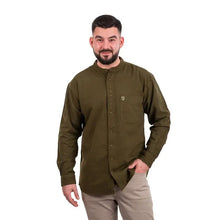 Load image into Gallery viewer, Grandfather Shirt for Mens - Vintage Cotton and Linen Long-Sleeve Ireland Traditional Shirt Collarless