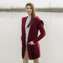 Load image into Gallery viewer, Ladies Classic Fit Long Cardigan with Hood
