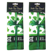 Load image into Gallery viewer, Scattered Shamrocks Irish Tea Towel