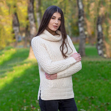 Load image into Gallery viewer, Ladies Turtleneck Ribbed Cable Knit Sweater