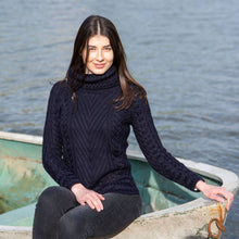 Load image into Gallery viewer, Ladies Turtleneck Ribbed Cable Knit Sweater