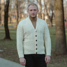Load image into Gallery viewer, Mens Cable Shawl-Collar Cardigan