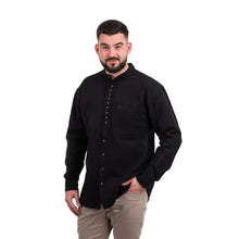 Load image into Gallery viewer, Grandfather Shirt for Mens - Vintage Cotton and Linen Long-Sleeve Ireland Traditional Shirt Collarless