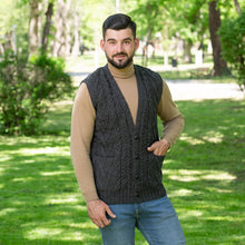Load image into Gallery viewer, Mens Aran Sleeveless Cardigan