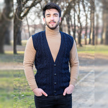 Load image into Gallery viewer, Mens Aran Sleeveless Cardigan