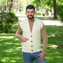 Load image into Gallery viewer, Mens Aran Sleeveless Cardigan