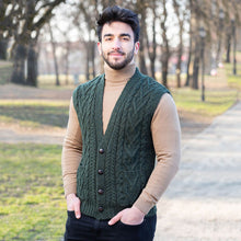 Load image into Gallery viewer, Mens Aran Sleeveless Cardigan