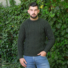 Load image into Gallery viewer, Mens Traditional Aran Crew Neck Sweater