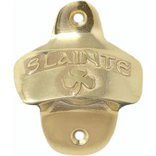 Load image into Gallery viewer, Slainte Shamrock Brass Wall Bottle Opener