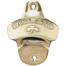 Load image into Gallery viewer, Ireland Shamrock Brass Wall Bottle Opener