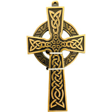 Load image into Gallery viewer, Celtic Trinity Knot Brass Wall Cross Decor