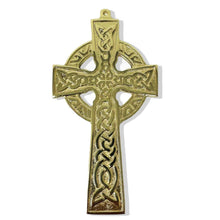 Load image into Gallery viewer, Celtic Trinity Knot Brass Wall Cross Decor