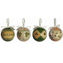 Load image into Gallery viewer, Irish Shamrock Designed Christmas Baubles Set of 4