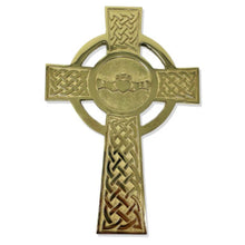 Load image into Gallery viewer, Claddagh Celtic Cross Brass Wall Hanging Decor