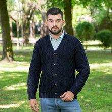 Load image into Gallery viewer, Mens V Neck Cable Cardigan