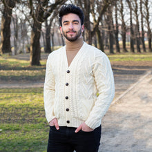 Load image into Gallery viewer, Mens V Neck Cable Cardigan