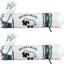 Load image into Gallery viewer, Bespoke Embroidered Waffle Towel Sheep and Ireland