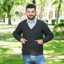 Load image into Gallery viewer, Mens V Neck Cable Cardigan