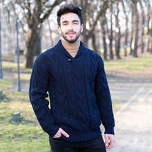 Load image into Gallery viewer, Mens Shawl Collar Single Button Sweater