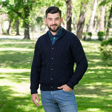 Load image into Gallery viewer, Mens Aran Cable Shawl-Collar Cardigan