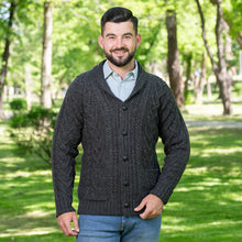 Load image into Gallery viewer, Mens Aran Cable Shawl-Collar Cardigan
