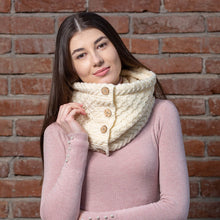 Load image into Gallery viewer, Ladies Coconut Buttons Snood Scarf