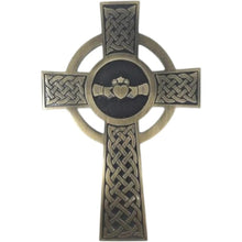 Load image into Gallery viewer, Claddagh Celtic Cross Brass Wall Hanging Decor