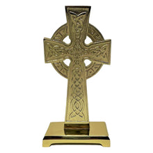 Load image into Gallery viewer, Celtic Knotwork Brass Standing Cross Decor