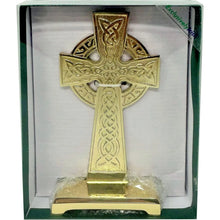 Load image into Gallery viewer, Celtic Knotwork Brass Standing Cross Decor