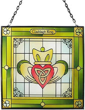 Load image into Gallery viewer, Claddagh Ring Stained Glass Window