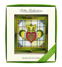 Load image into Gallery viewer, Claddagh Ring Stained Glass Window