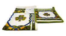 Load image into Gallery viewer, Emblem Tea Towel &amp; Shamrock Pot Holder