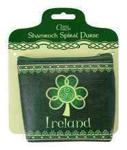 Load image into Gallery viewer, Shamrock Spiral Zip Coin Purse 12cm