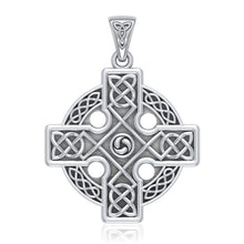 Load image into Gallery viewer, Carved Celtic Cross Triskele Necklace
