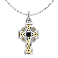 Load image into Gallery viewer, Celtic Trinity Knot Cross with Golden Detailing