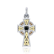 Load image into Gallery viewer, Celtic Trinity Knot Cross with Golden Detailing