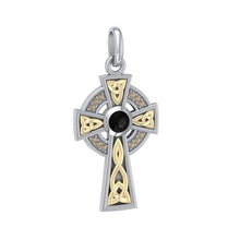 Load image into Gallery viewer, Celtic Trinity Knot Cross with Golden Detailing
