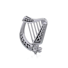 Load image into Gallery viewer, Sterling Silver Irish Harp Pendant with Shamrock