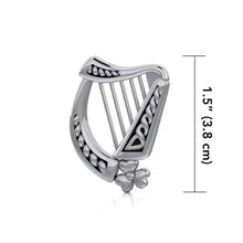 Load image into Gallery viewer, Sterling Silver Irish Harp Pendant with Shamrock