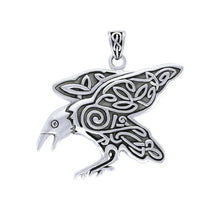 Load image into Gallery viewer, Celtic Mythical Raven Pendant in Sterling Silver